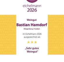 Lade das Bild in den Galerie-Viewer, Weingut Bastian Hamdorf Portugieser 2018 Fass 15 trockener Rotwein aus Klingenberg am Main deutscher Qualitätswein weich & elegant 12%vol. 0,75l