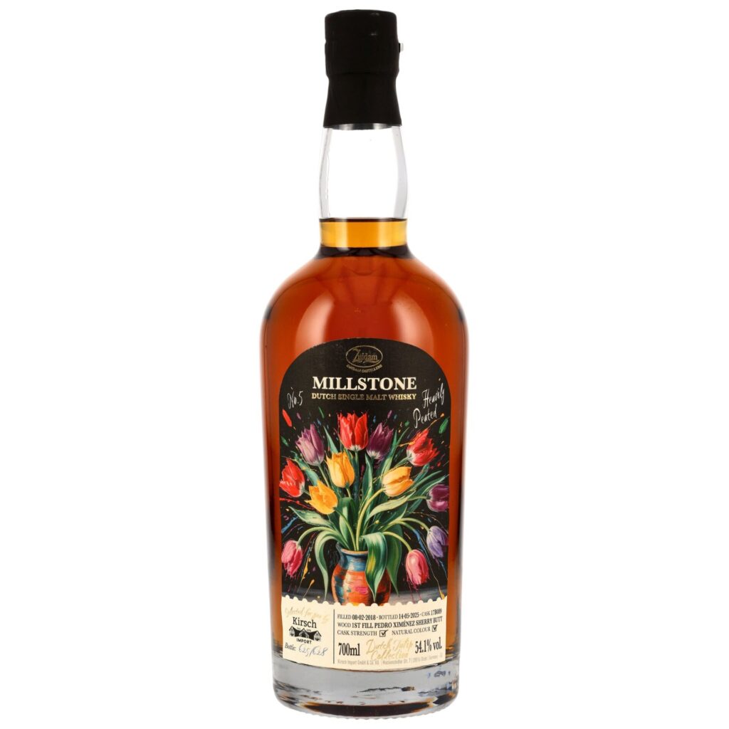 Millstone PX Sherry Cask Heavily Peated 2018/2025 Dutch Tulip Collection No.5 Zuidam Distillers Dutch Single Malt Whisky 54,1%vol. 0,7l