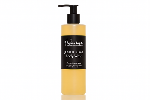 Highland Soap Co. Juniper & Lime Body Wash mit weißem Hintergrund